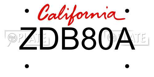 ZDB80A California License Plate