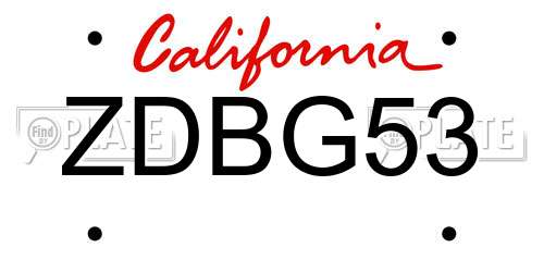 ZDBG53 California License Plate