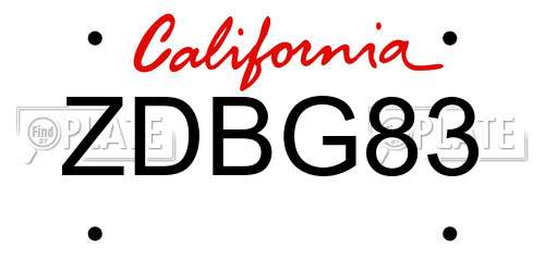 ZDBG83 California License Plate