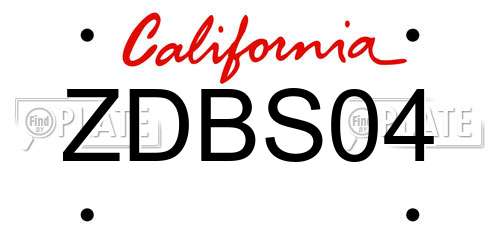 ZDBS04 California License Plate