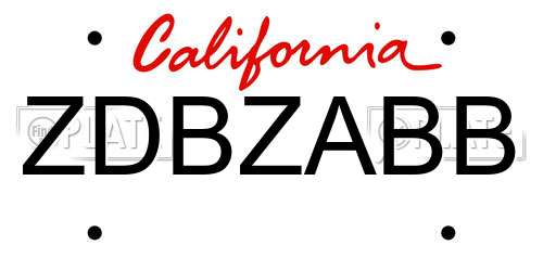 ZDBZABB California License Plate
