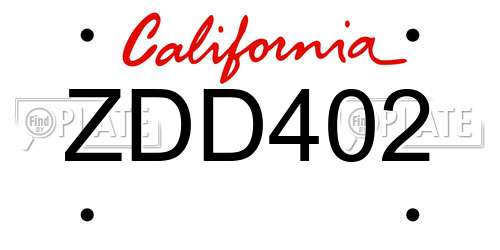 ZDD402 California License Plate
