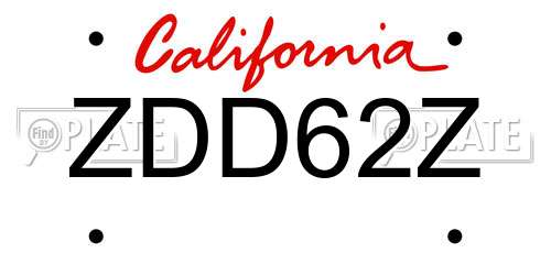 ZDD62Z California License Plate