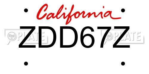 ZDD67Z California License Plate