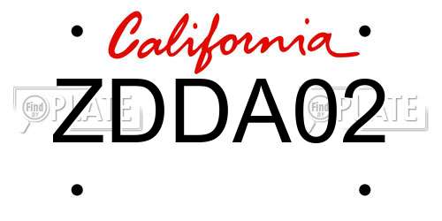 ZDDA02 California License Plate