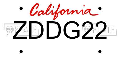 ZDDG22 California License Plate