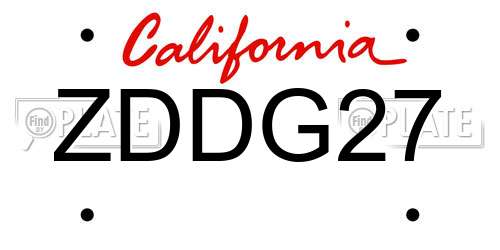 ZDDG27 California License Plate