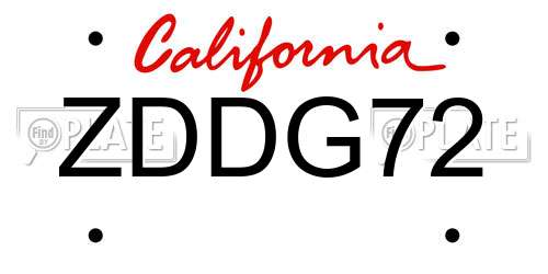 ZDDG72 California License Plate