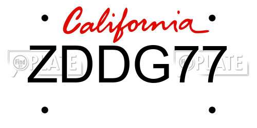 ZDDG77 California License Plate