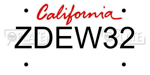 ZDEW32 California License Plate