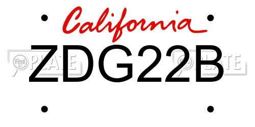 ZDG22B California License Plate