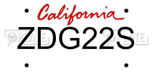 ZDG22S California License Plate