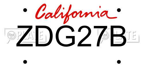 ZDG27B California License Plate
