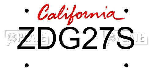 ZDG27S California License Plate