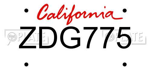 ZDG775 California License Plate