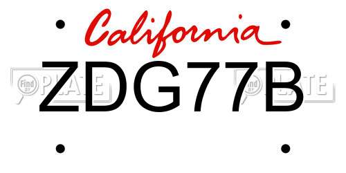 ZDG77B California License Plate