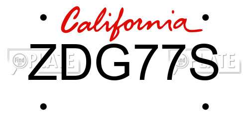 ZDG77S California License Plate