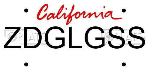 ZDGLGSS California License Plate