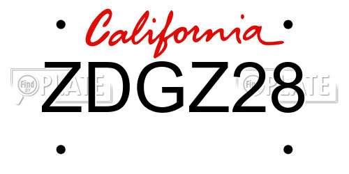 ZDGZ28 California License Plate