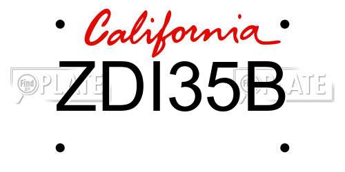 ZDI35B California License Plate