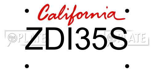 ZDI35S California License Plate
