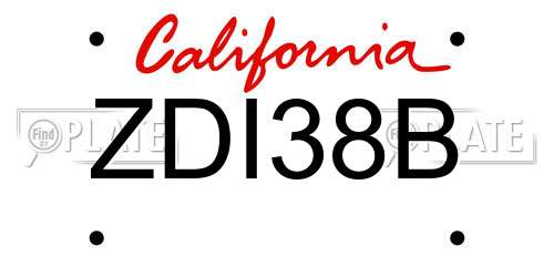 ZDI38B California License Plate
