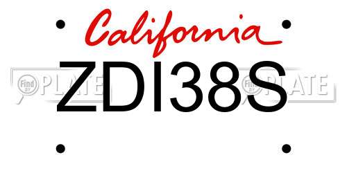 ZDI38S California License Plate