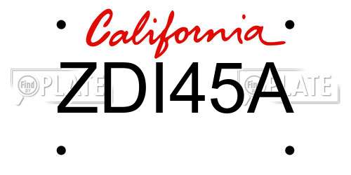 ZDI45A California License Plate