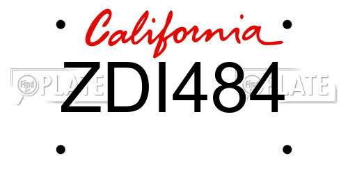 ZDI484 California License Plate