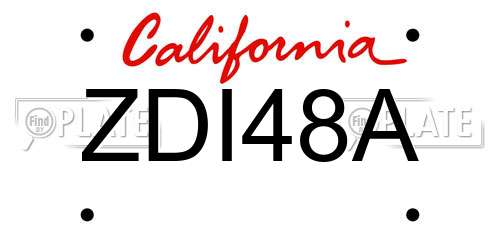 ZDI48A California License Plate