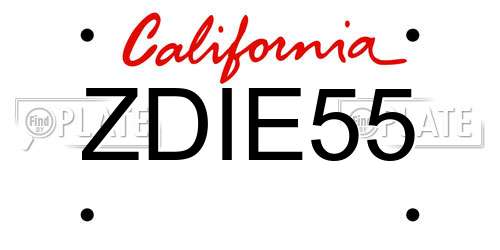 ZDIE55 California License Plate