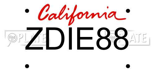 ZDIE88 California License Plate