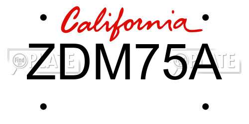 ZDM75A California License Plate
