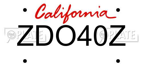 ZDO40Z California License Plate