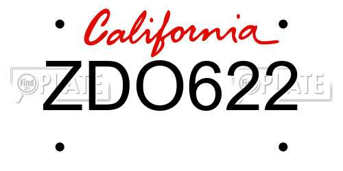 ZDO622 California License Plate
