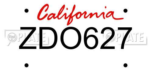 ZDO627 California License Plate