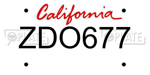 ZDO677 California License Plate
