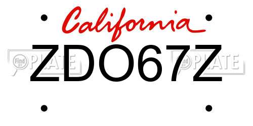 ZDO67Z California License Plate