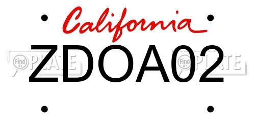 ZDOA02 California License Plate