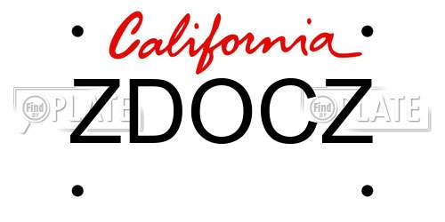 ZDOCZ California License Plate