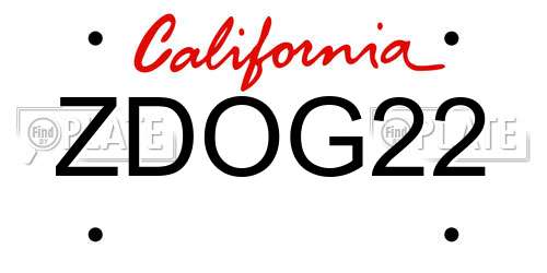 ZDOG22 California License Plate