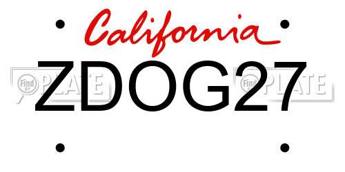 ZDOG27 California License Plate