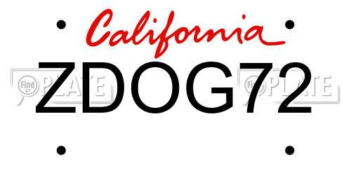 ZDOG72 California License Plate