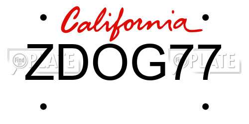 ZDOG77 California License Plate
