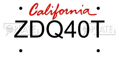 ZDQ40T California License Plate