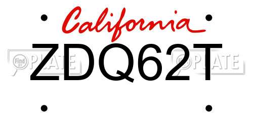 ZDQ62T California License Plate