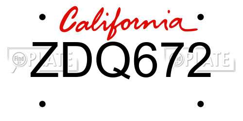 ZDQ672 California License Plate