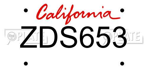 ZDS653 California License Plate