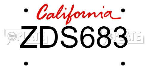 ZDS683 California License Plate