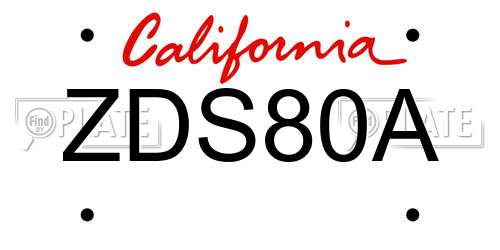 ZDS80A California License Plate